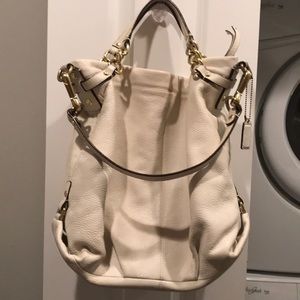 White Coach bag with gold hardware